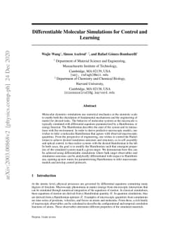 Differentiable Molecular Simulations for Control and Learning