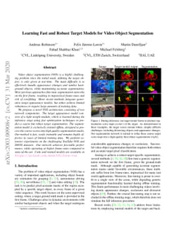 Learning Fast and Robust Target Models for Video Object Segmentation