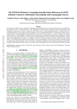 The STEM-ECR Dataset: Grounding Scientific Entity References in STEM
  Scholarly Content to Authoritative Encyclopedic and Lexicographic Sources