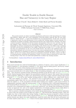 Double Trouble in Double Descent : Bias and Variance(s) in the Lazy
  Regime