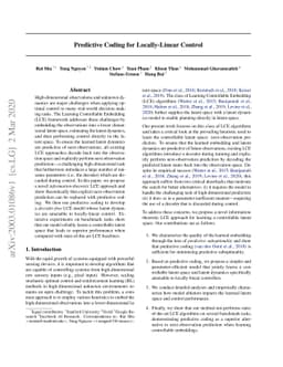 Predictive Coding for Locally-Linear Control