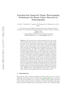 Learning from Suspected Target: Bootstrapping Performance for Breast
  Cancer Detection in Mammography