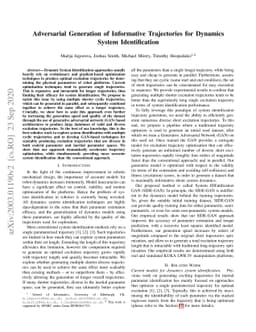 Adversarial Generation of Informative Trajectories for Dynamics System
  Identification