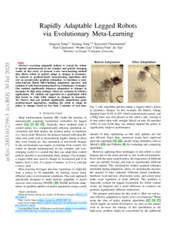 Rapidly Adaptable Legged Robots via Evolutionary Meta-Learning