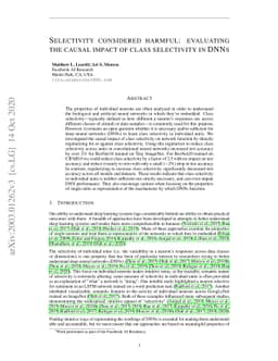 Selectivity considered harmful: evaluating the causal impact of class
  selectivity in DNNs