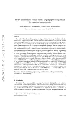 Med7: a transferable clinical natural language processing model for
  electronic health records