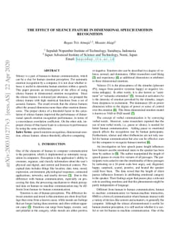 The Effect of Silence Feature in Dimensional Speech Emotion Recognition