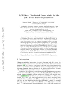 DDU-Nets: Distributed Dense Model for 3D MRI Brain Tumor Segmentation