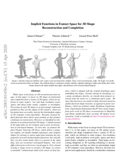 Implicit Functions in Feature Space for 3D Shape Reconstruction and
  Completion