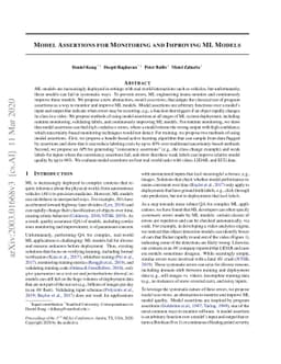 Model Assertions for Monitoring and Improving ML Models