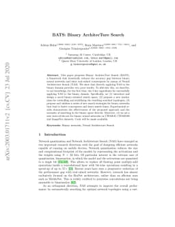 BATS: Binary ArchitecTure Search