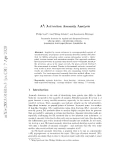$\text{A}^3$: Activation Anomaly Analysis