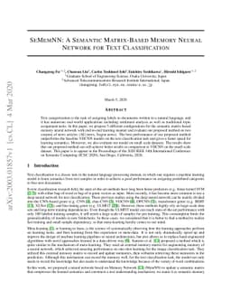 SeMemNN: A Semantic Matrix-Based Memory Neural Network for Text
  Classification