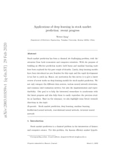Applications of deep learning in stock market prediction: recent
  progress
