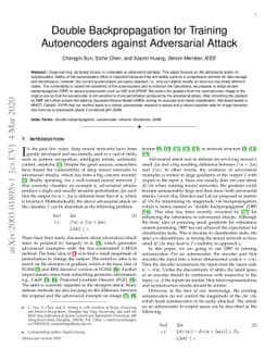 Double Backpropagation for Training Autoencoders against Adversarial
  Attack