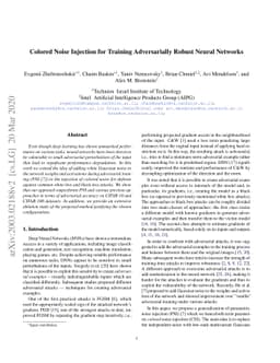 Colored Noise Injection for Training Adversarially Robust Neural
  Networks