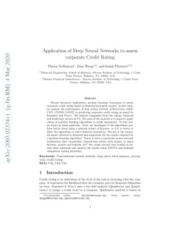 Application of Deep Neural Networks to assess corporate Credit Rating