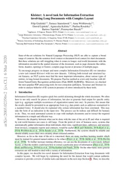 Kleister: A novel task for Information Extraction involving Long
  Documents with Complex Layout
