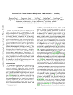 Towards Fair Cross-Domain Adaptation via Generative Learning