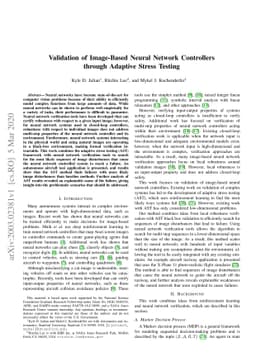 Validation of Image-Based Neural Network Controllers through Adaptive
  Stress Testing