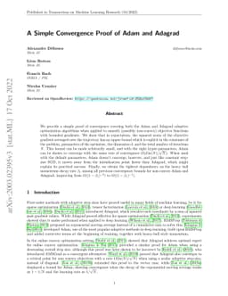 A Simple Convergence Proof of Adam and Adagrad
