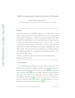 LAQP: Learning-based Approximate Query Processing