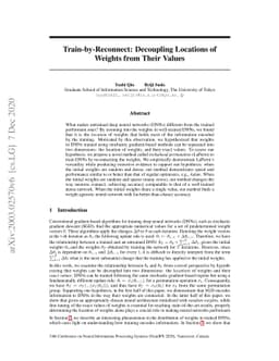 Train-by-Reconnect: Decoupling Locations of Weights from their Values