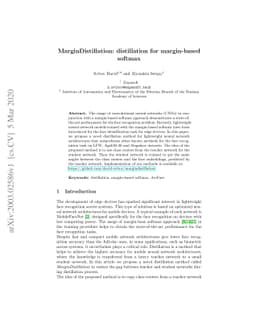 MarginDistillation: distillation for margin-based softmax