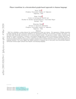 Phase transitions in a decentralized graph-based approach to human
  language