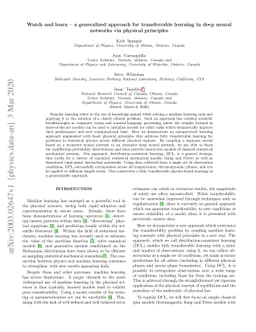 Watch and learn -- a generalized approach for transferrable learning in
  deep neural networks via physical principles