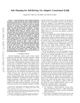 Safe Planning for Self-Driving Via Adaptive Constrained ILQR