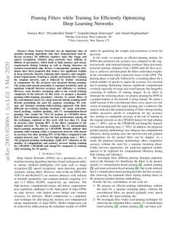 Pruning Filters while Training for Efficiently Optimizing Deep Learning
  Networks