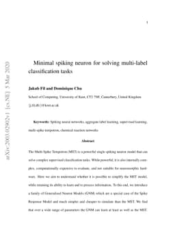 Minimal spiking neuron for solving multi-label classification tasks