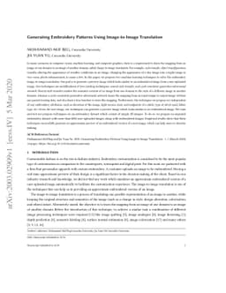 Generating Embroidery Patterns Using Image-to-Image Translation