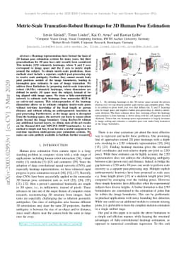 Metric-Scale Truncation-Robust Heatmaps for 3D Human Pose Estimation