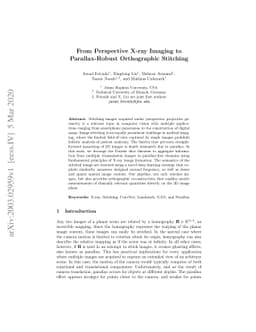 From Perspective X-ray Imaging to Parallax-Robust Orthographic Stitching
