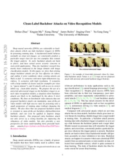 Clean-Label Backdoor Attacks on Video Recognition Models