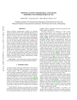 Defense against adversarial attacks on spoofing countermeasures of ASV