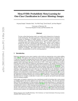Meta-SVDD: Probabilistic Meta-Learning for One-Class Classification in
  Cancer Histology Images