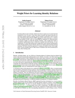 Weight Priors for Learning Identity Relations
