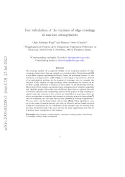 Fast calculation of the variance of edge crossings in random
  arrangements