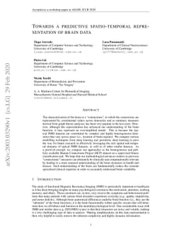 Towards a predictive spatio-temporal representation of brain data