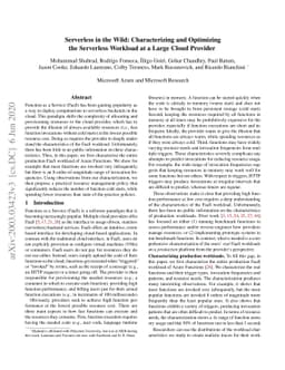 Serverless in the Wild: Characterizing and Optimizing the Serverless
  Workload at a Large Cloud Provider