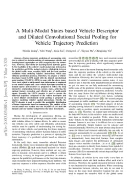 A Multi-Modal States based Vehicle Descriptor and Dilated Convolutional
  Social Pooling for Vehicle Trajectory Prediction