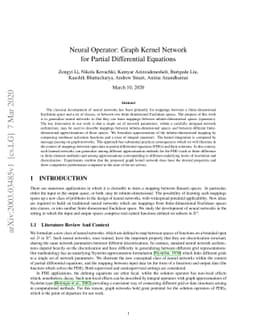 Neural Operator: Graph Kernel Network for Partial Differential Equations