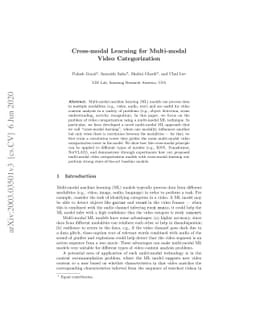 Cross-modal Learning for Multi-modal Video Categorization