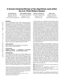 A Human-Centered Review of the Algorithms used within the U.S. Child
  Welfare System