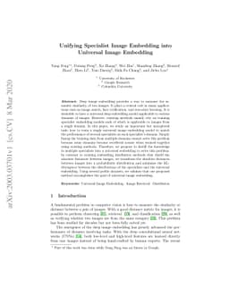 Unifying Specialist Image Embedding into Universal Image Embedding