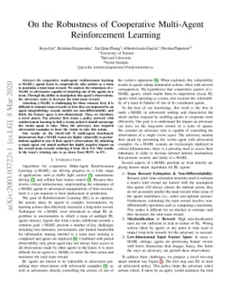 On the Robustness of Cooperative Multi-Agent Reinforcement Learning