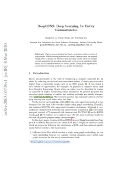 DeepLENS: Deep Learning for Entity Summarization